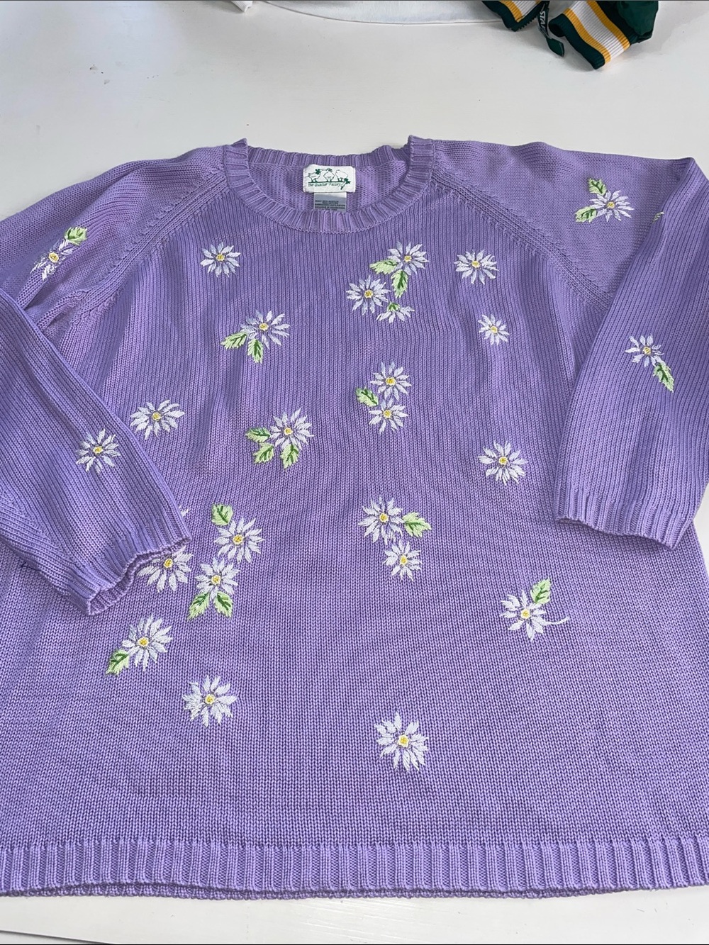 The Quacker Factory dandelion daisy sweater large